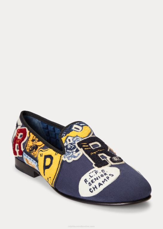 marineblå multi Mænd Ralph Lauren paxton tøffel i lærred med logomærke Z426B2107