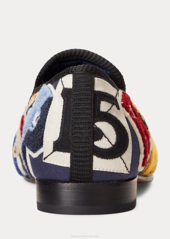 marineblå multi Mænd Ralph Lauren paxton tøffel i lærred med logomærke Z426B2107