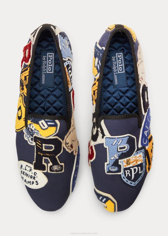 marineblå multi Mænd Ralph Lauren paxton tøffel i lærred med logomærke Z426B2107