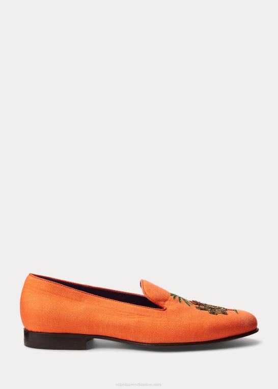orange valmue Mænd Ralph Lauren alonzo-broderet hørtøffel Z426B8744