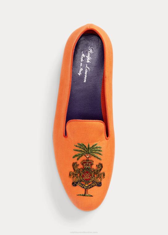orange valmue Mænd Ralph Lauren alonzo-broderet hørtøffel Z426B8744