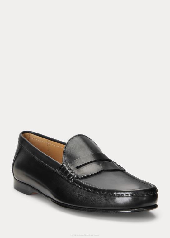 sort Mænd Ralph Lauren chalmers penny loafer i poleret kalveskind Z426B2151