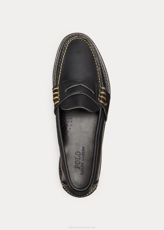sort Mænd Ralph Lauren edric penny loafer i læder Z426B2092