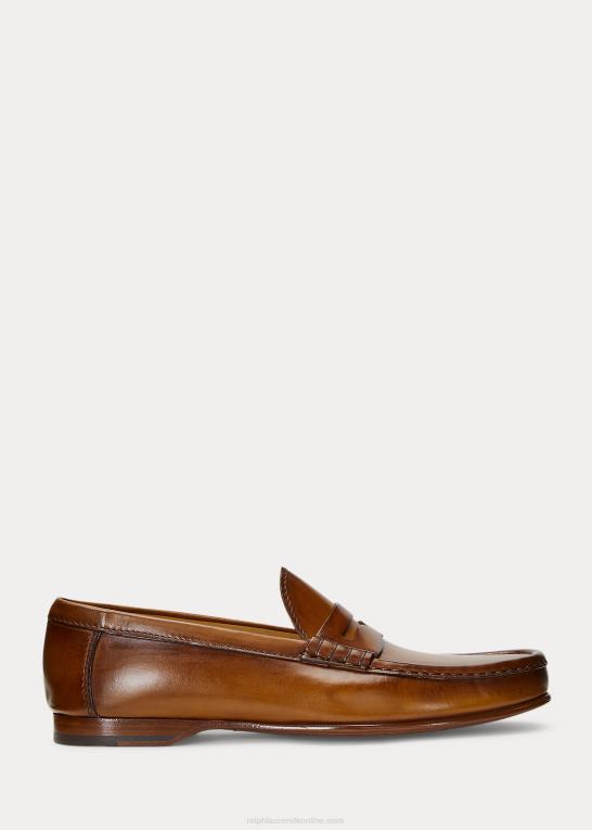 tan Mænd Ralph Lauren chalmers penny loafer i kalveskind Z426B2158