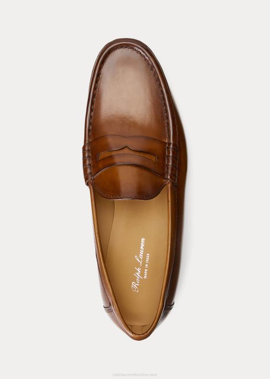 tan Mænd Ralph Lauren chalmers penny loafer i kalveskind Z426B2158