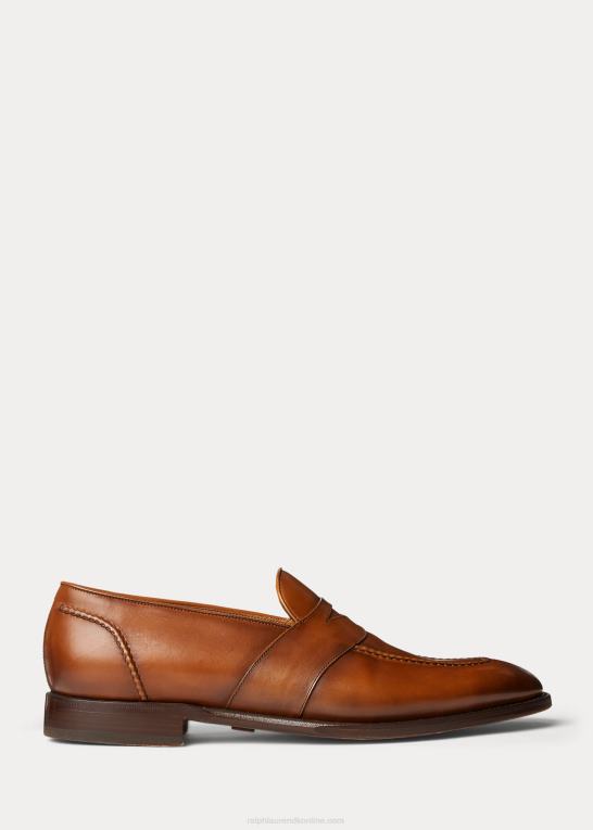 tan Mænd Ralph Lauren meegan penny loafer i kalveskind Z426B2157