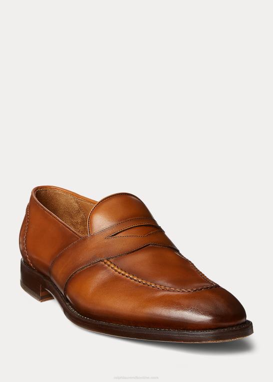 tan Mænd Ralph Lauren meegan penny loafer i kalveskind Z426B2157