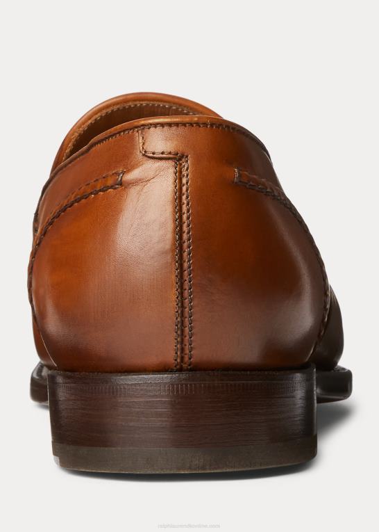 tan Mænd Ralph Lauren meegan penny loafer i kalveskind Z426B2157