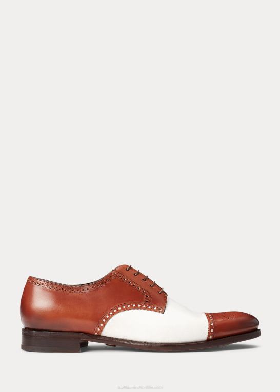 tan/creme Mænd Ralph Lauren poleret læder & ruskind med cap-toe sko Z426B8740
