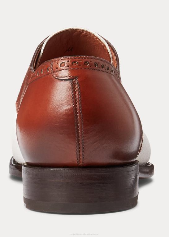 tan/creme Mænd Ralph Lauren poleret læder & ruskind med cap-toe sko Z426B8740