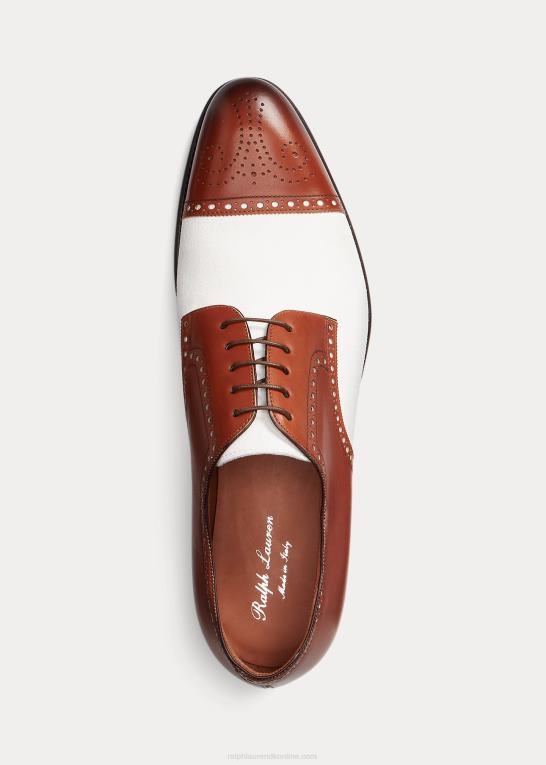 tan/creme Mænd Ralph Lauren poleret læder & ruskind med cap-toe sko Z426B8740
