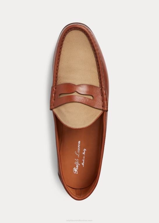 tan/creta Mænd Ralph Lauren chalmers kalveskind & canvas penny loafer Z426B2152
