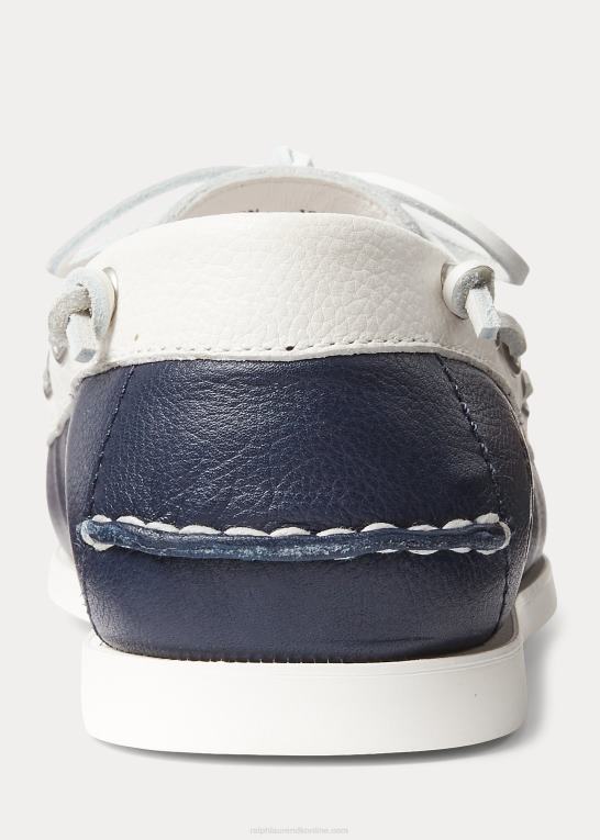 pergament creme/marine Mænd Ralph Lauren merton tofarvet bådsko i læder Z426B2080