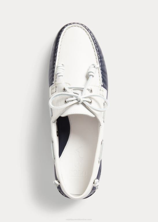 pergament creme/marine Mænd Ralph Lauren merton tofarvet bådsko i læder Z426B2080