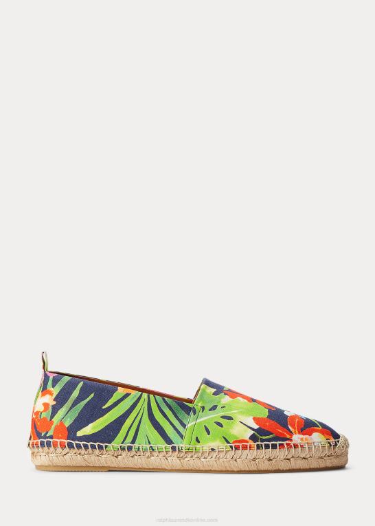 raffineret marine multi Mænd Ralph Lauren bowsworth espadrille i hør med blomster Z426B8730