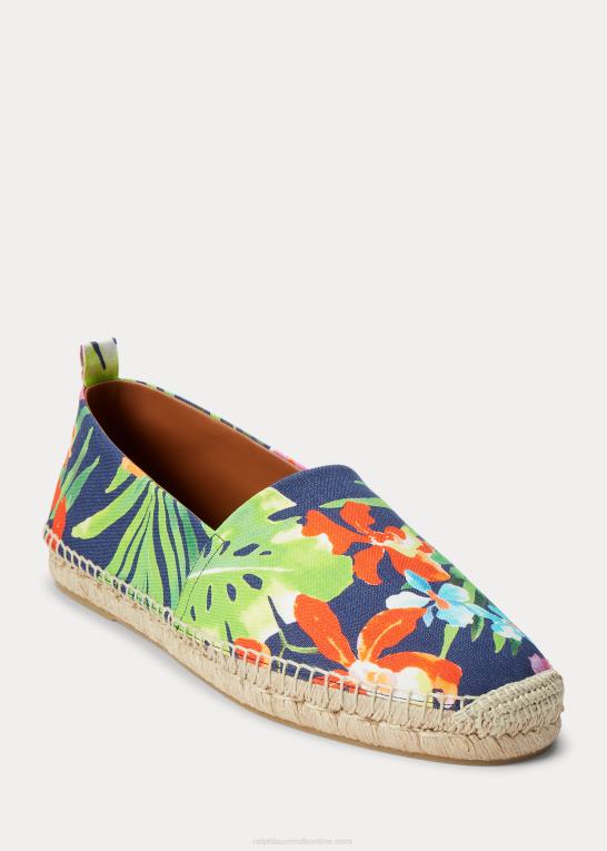 raffineret marine multi Mænd Ralph Lauren bowsworth espadrille i hør med blomster Z426B8730
