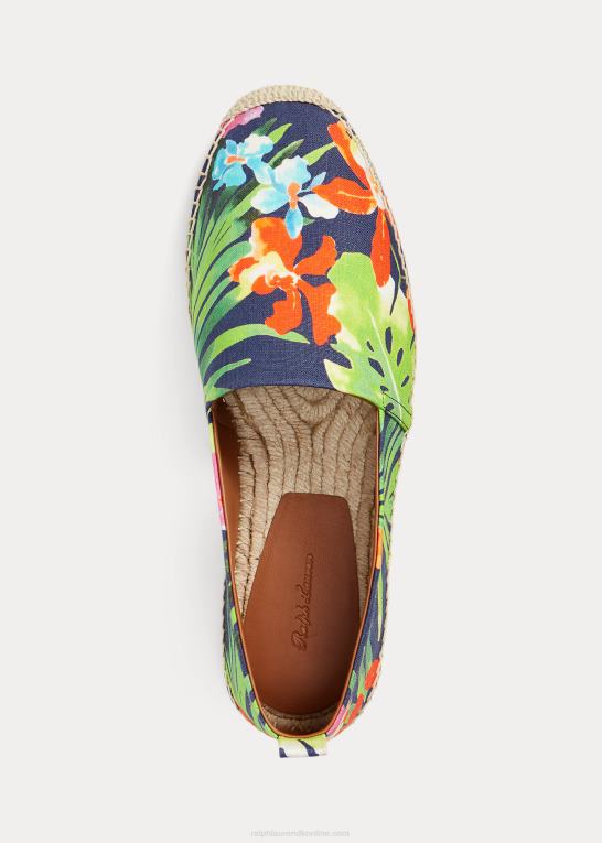 raffineret marine multi Mænd Ralph Lauren bowsworth espadrille i hør med blomster Z426B8730