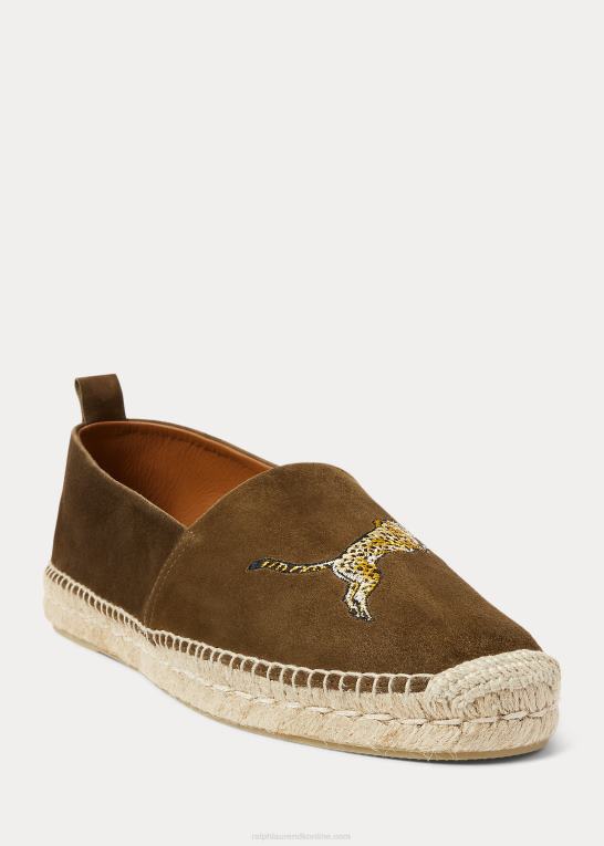 sahara oliven Mænd Ralph Lauren bowsworth espadrille med broderet ruskind Z426B2175