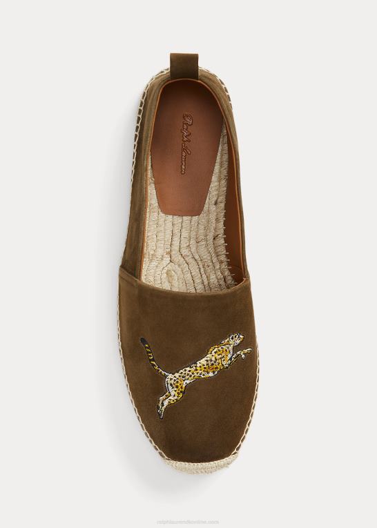 sahara oliven Mænd Ralph Lauren bowsworth espadrille med broderet ruskind Z426B2175