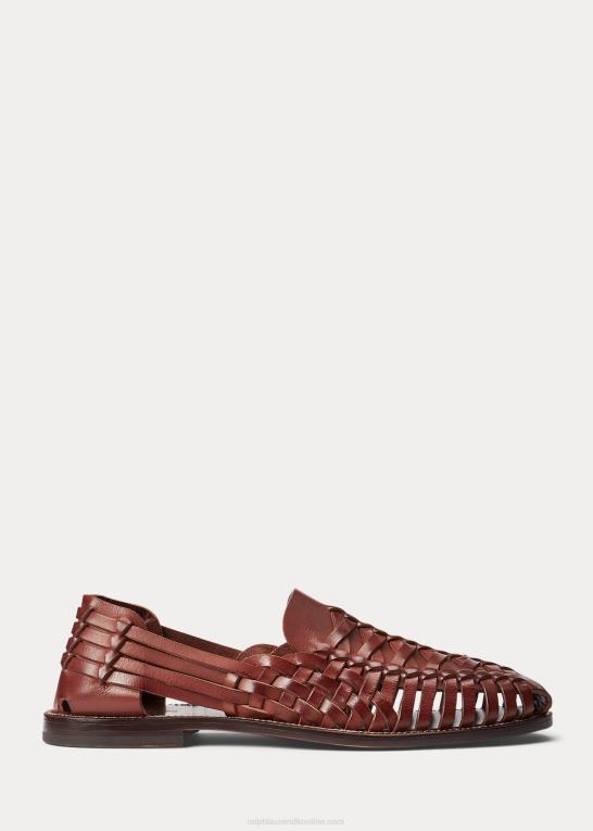 cognac Mænd Ralph Lauren håndvævet læder sandal Z426B2145