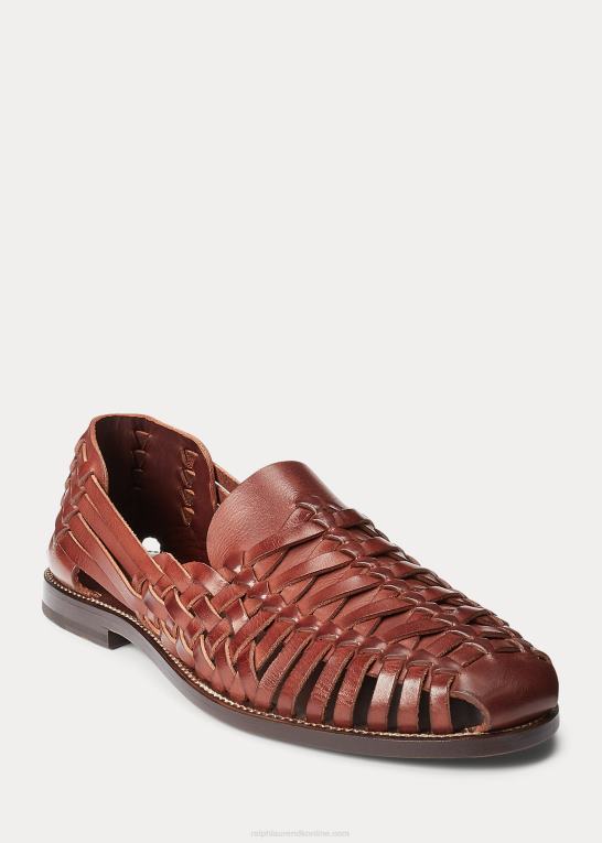 cognac Mænd Ralph Lauren håndvævet læder sandal Z426B2145