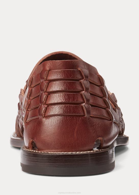 cognac Mænd Ralph Lauren håndvævet læder sandal Z426B2145