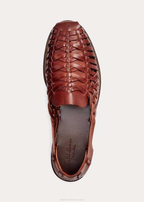 cognac Mænd Ralph Lauren håndvævet læder sandal Z426B2145