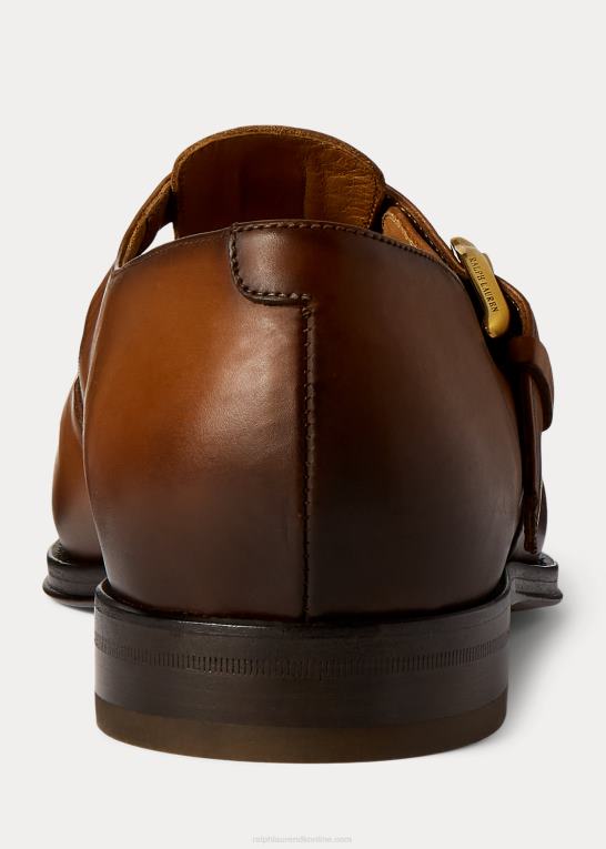 cognac Mænd Ralph Lauren poleret kalveskind fisker sandal Z426B2147