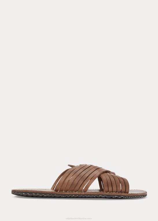 mørkebrun Mænd Ralph Lauren flettet læder sandal Z426B2126