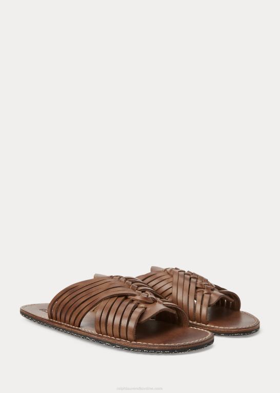 mørkebrun Mænd Ralph Lauren flettet læder sandal Z426B2126