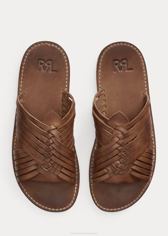 mørkebrun Mænd Ralph Lauren flettet læder sandal Z426B2126