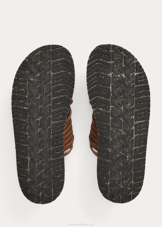 mørkebrun Mænd Ralph Lauren flettet læder sandal Z426B2126