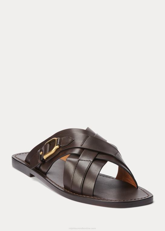 mørkebrun Mænd Ralph Lauren welington sandal i kalveskind Z426B2149