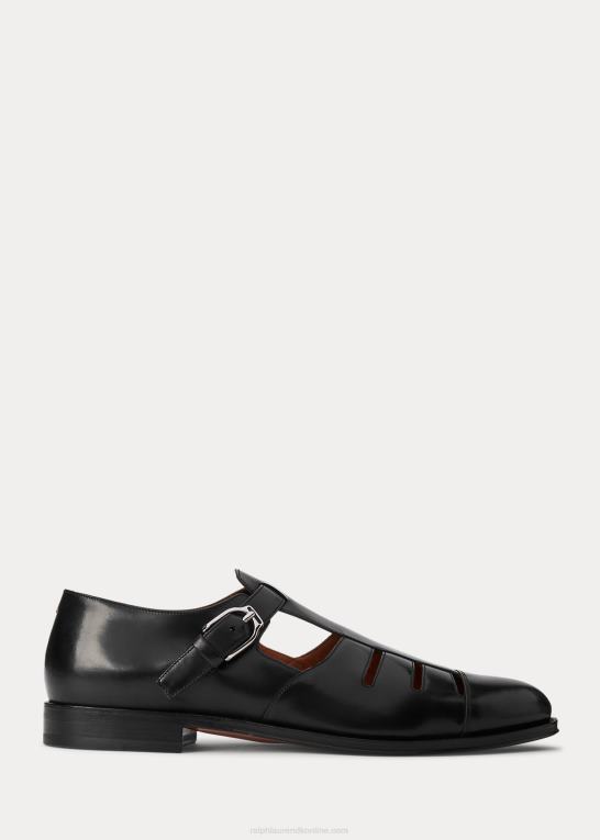 sort Mænd Ralph Lauren poleret kalveskind fisker sandal Z426B2148