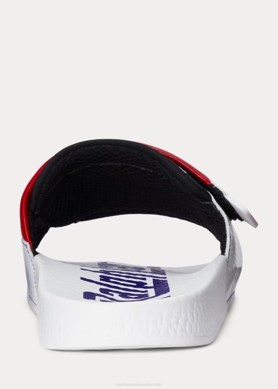 hvid/rød Mænd Ralph Lauren farveblokeret læder moto slide Z426B2058