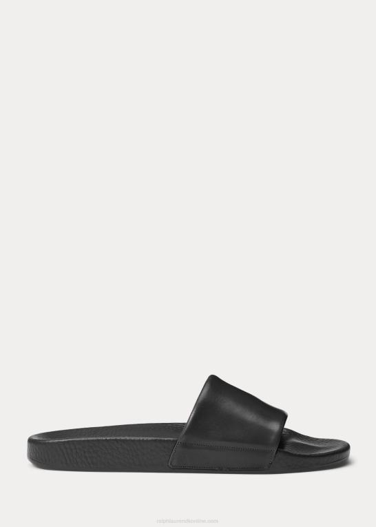 sort Mænd Ralph Lauren signatur pony læder slide Z426B2054