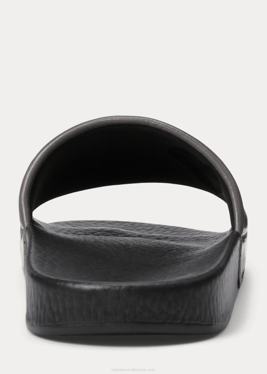 sort Mænd Ralph Lauren signatur pony læder slide Z426B2054
