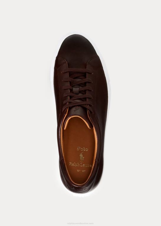 Brun Mænd Ralph Lauren sneaker i jermain læder Z426B2012
