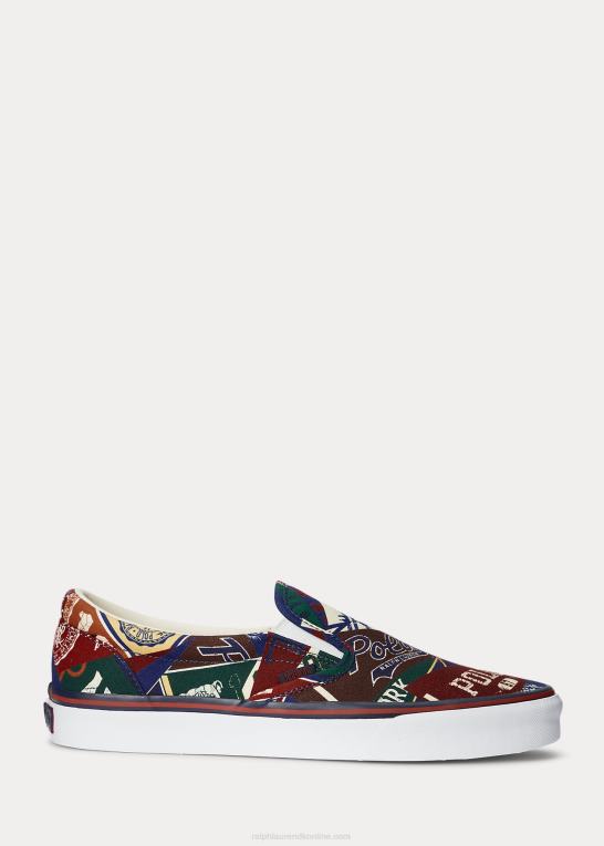 Mænd Ralph Lauren keaton slip-on sneaker i lærred med logotryk Z426B2203