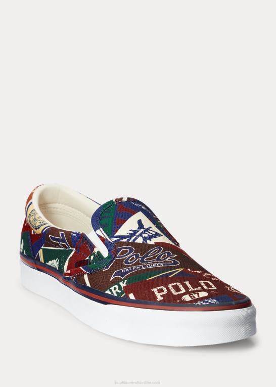 Mænd Ralph Lauren keaton slip-on sneaker i lærred med logotryk Z426B2203