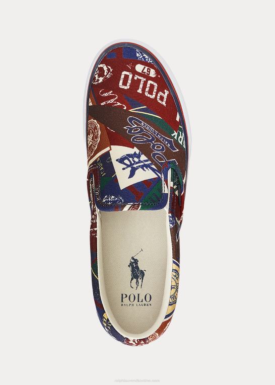 Mænd Ralph Lauren keaton slip-on sneaker i lærred med logotryk Z426B2203