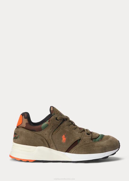 baldakin oliven Mænd Ralph Lauren trackster 200 sneaker i ruskind og twill Z426B2190