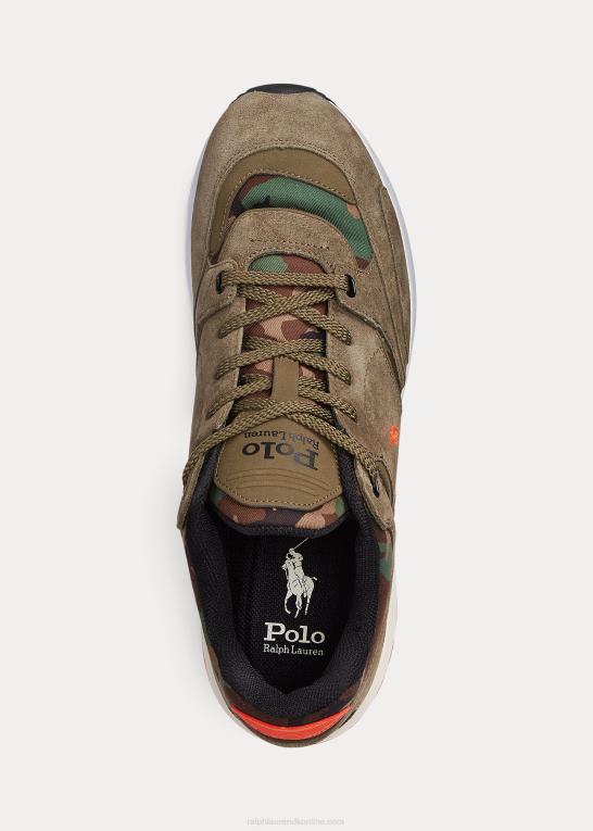baldakin oliven Mænd Ralph Lauren trackster 200 sneaker i ruskind og twill Z426B2190