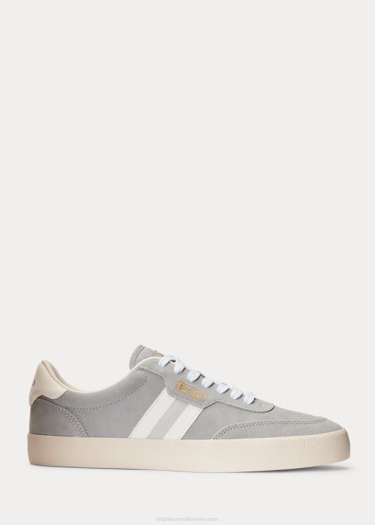 blød grå Mænd Ralph Lauren banesneaker i ruskind Z426B1979
