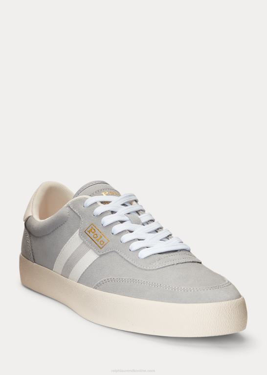 blød grå Mænd Ralph Lauren banesneaker i ruskind Z426B1979