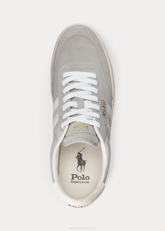 blød grå Mænd Ralph Lauren banesneaker i ruskind Z426B1979