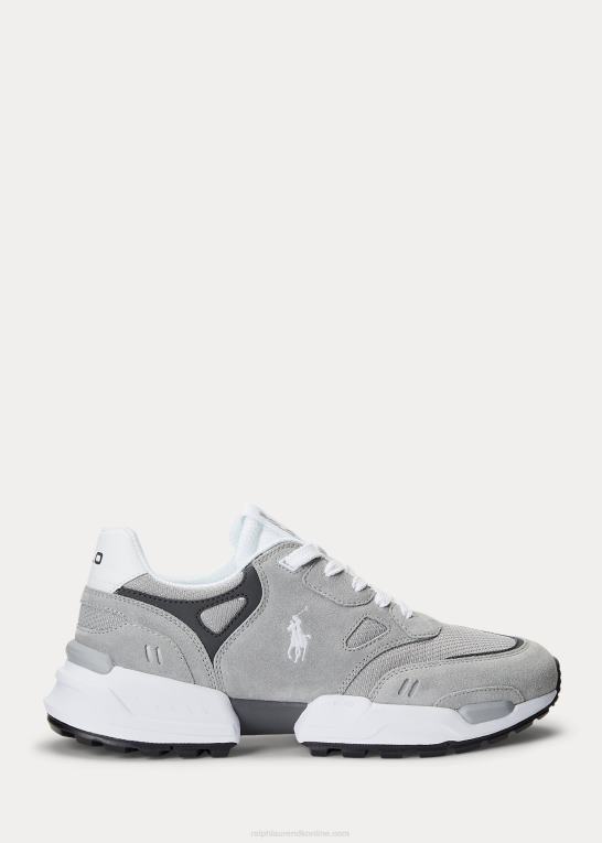 blød grå Mænd Ralph Lauren joggersneaker i ruskind og mesh Z426B2198