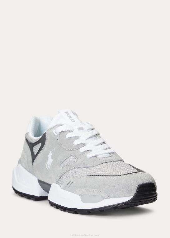 blød grå Mænd Ralph Lauren joggersneaker i ruskind og mesh Z426B2198