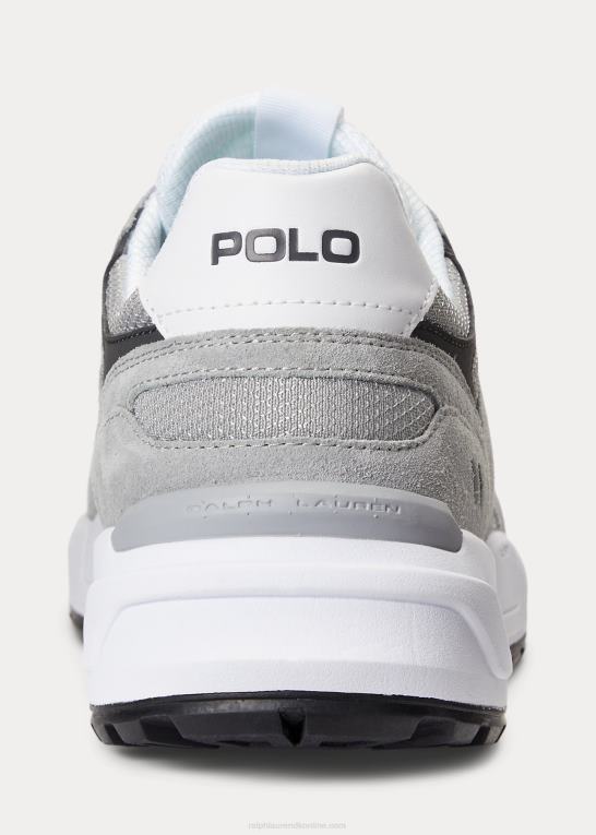 blød grå Mænd Ralph Lauren joggersneaker i ruskind og mesh Z426B2198