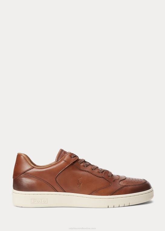 bleg rødbrun Mænd Ralph Lauren hof læder sneaker Z426B1994